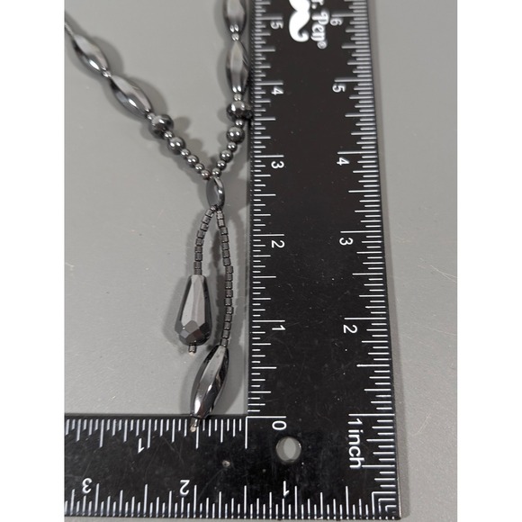 Artisan Hematite Bead Necklace 18" Gunmetal Gray Modern Statement - Picture 7 of 7